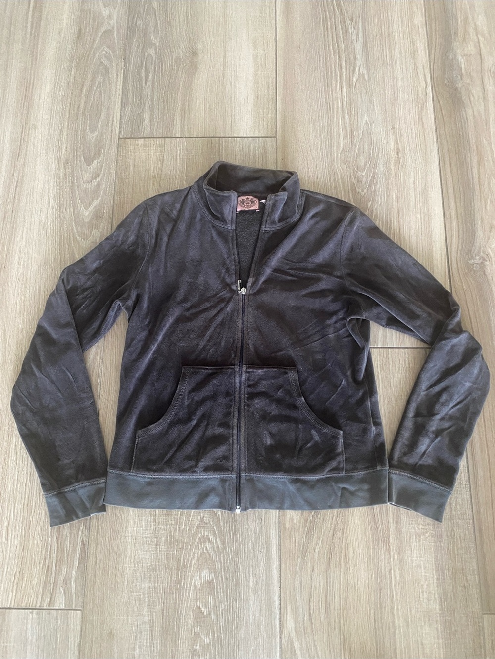 Vintage Juicy Couture Women’s Black Velour Zip-Up Jacket